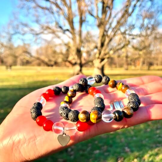 Minerální náramky lávový kámen, tygří oko, karneol, křišťál - Z LÁSKY